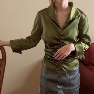 Green satin blouse